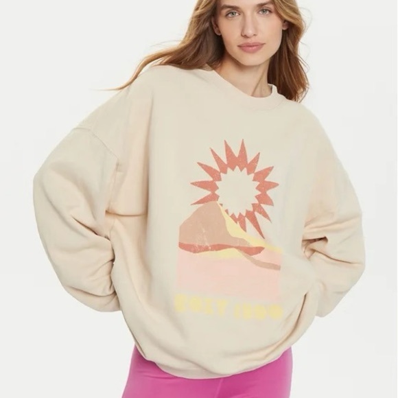 Roxy Womens Lineup Graphic Sweatshirt with Sun and Mountain Design SZ M. - Picture 1 of 7